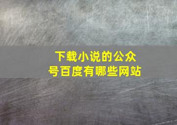 下载小说的公众号百度有哪些网站