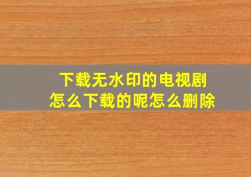 下载无水印的电视剧怎么下载的呢怎么删除