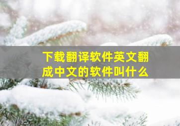 下载翻译软件英文翻成中文的软件叫什么