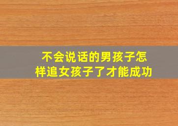 不会说话的男孩子怎样追女孩子了才能成功