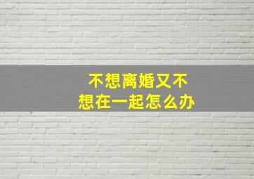 不想离婚又不想在一起怎么办