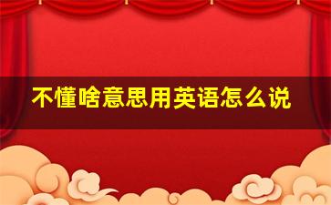 不懂啥意思用英语怎么说