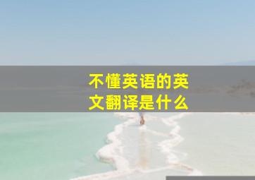 不懂英语的英文翻译是什么