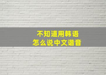 不知道用韩语怎么说中文谐音