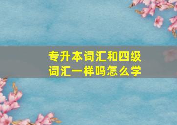 专升本词汇和四级词汇一样吗怎么学