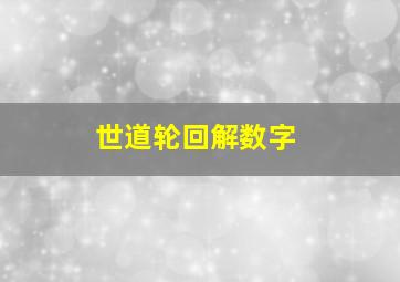 世道轮回解数字