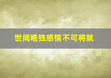 世间唯独感情不可将就