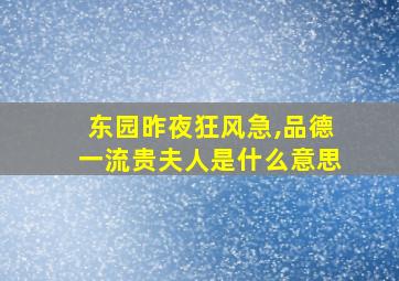 东园昨夜狂风急,品德一流贵夫人是什么意思