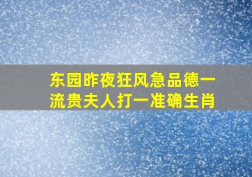 东园昨夜狂风急品德一流贵夫人打一准确生肖