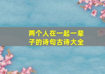 两个人在一起一辈子的诗句古诗大全