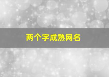 两个字成熟网名