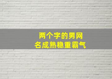 两个字的男网名成熟稳重霸气