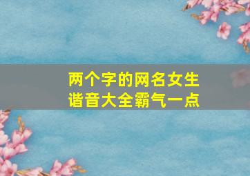 两个字的网名女生谐音大全霸气一点