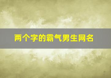 两个字的霸气男生网名