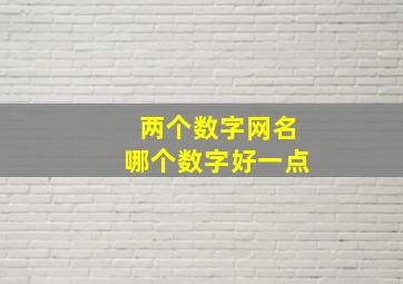 两个数字网名哪个数字好一点