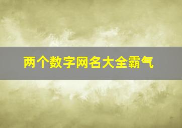 两个数字网名大全霸气