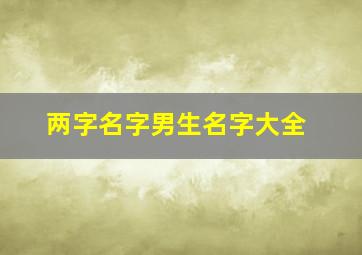 两字名字男生名字大全