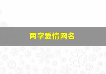 两字爱情网名