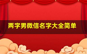 两字男微信名字大全简单