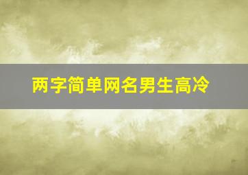 两字简单网名男生高冷