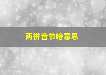 两拼音节啥意思