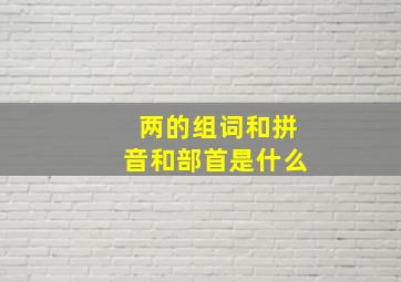 两的组词和拼音和部首是什么