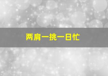 两肩一挑一日忙