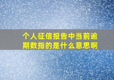 个人征信报告中当前逾期数指的是什么意思啊