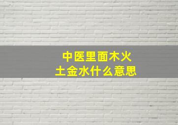 中医里面木火土金水什么意思