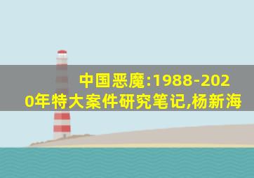 中国恶魔:1988-2020年特大案件研究笔记,杨新海