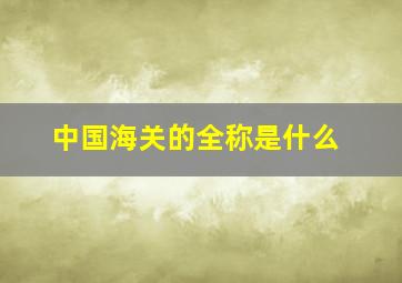 中国海关的全称是什么