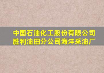 中国石油化工股份有限公司胜利油田分公司海洋采油厂