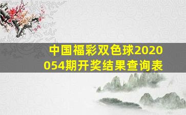 中国福彩双色球2020054期开奖结果查询表