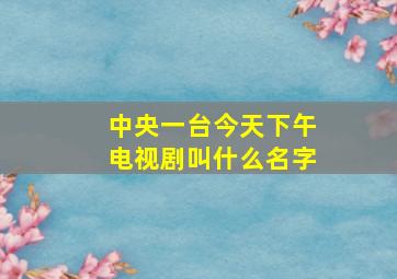 中央一台今天下午电视剧叫什么名字