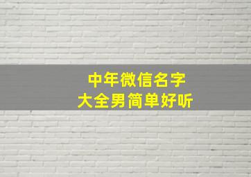 中年微信名字大全男简单好听