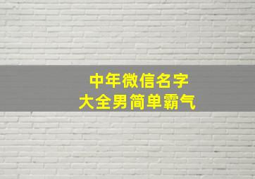 中年微信名字大全男简单霸气