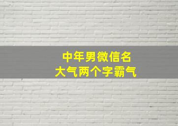 中年男微信名大气两个字霸气