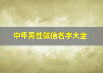 中年男性微信名字大全