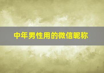 中年男性用的微信昵称