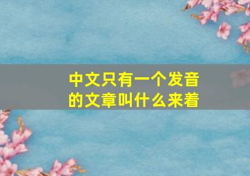 中文只有一个发音的文章叫什么来着