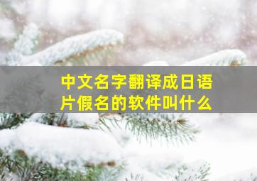 中文名字翻译成日语片假名的软件叫什么