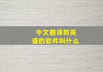 中文翻译到英语的软件叫什么