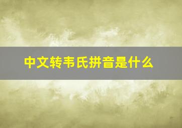 中文转韦氏拼音是什么