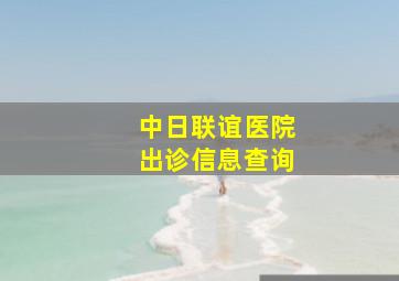 中日联谊医院出诊信息查询