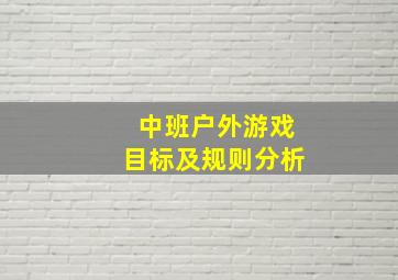 中班户外游戏目标及规则分析