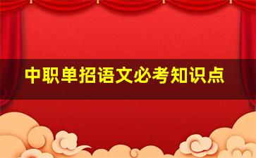 中职单招语文必考知识点