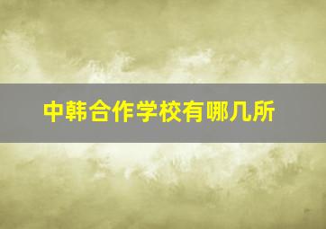 中韩合作学校有哪几所