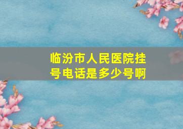 临汾市人民医院挂号电话是多少号啊