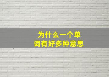 为什么一个单词有好多种意思