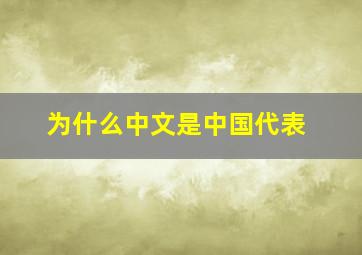 为什么中文是中国代表